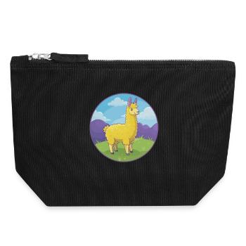 Lama süße kawaii Cartoon Clipart Tier Haustier - Canvas Reißverschluss-Täschchen (18 x 19 cm) - Schwarz - Vorne
