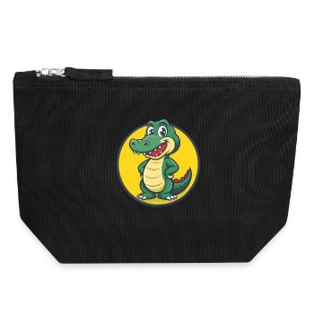Alligator mignon Kawaii dessin animé Clipart Animal de compagnie - Pochette zippée en toile 18 x 19 cm - noir - Devant