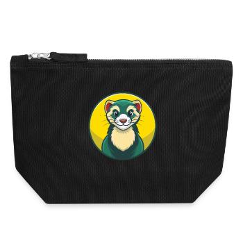 Furet mignon Kawaii dessin animé Clipart Animal de compagnie - Pochette zippée en toile 18 x 19 cm - noir - Devant