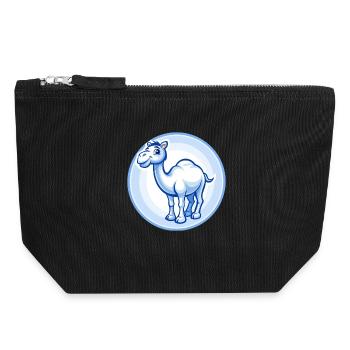 Chameau bleu kawaii dessin animé personnage clipart animal de compagnie - Pochette zippée en toile 18 x 19 cm - noir - Devant