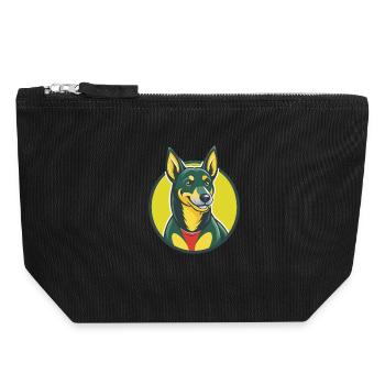Australischer Kelpie Hund Niedliches Kawaii Cartoon Tier - Canvas Reißverschluss-Täschchen (18 x 19 cm) - Schwarz - Vorne