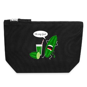 Humorvolles Gurkendesign mit Schrei - Canvas Reißverschluss-Täschchen (18 x 19 cm) - Schwarz - Vorne