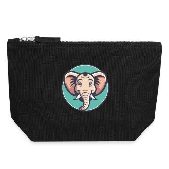 Elefant Kawaii Cartoon Figur Tier Haustier Gesicht - Canvas Reißverschluss-Täschchen (18 x 19 cm) - Schwarz - Vorne