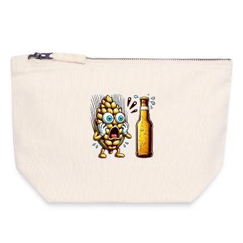 Design amusant de houblon à bière - Pochette zippée en toile 18 x 19 cm - blanc naturel - Devant