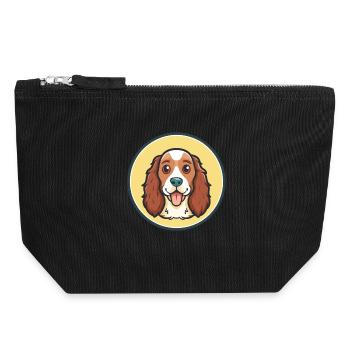 Welsh Springer Spaniel Dog Breed Cartoon Kawaii - Canvas Zip Pouch 18 x 19 cm - black - Front
