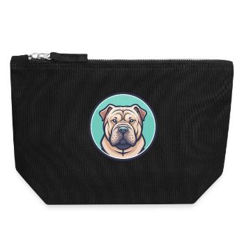 Miniatur Shar Pei Hunderasse Karikatur Kawaii - Canvas Reißverschluss-Täschchen (18 x 19 cm) - Schwarz - Vorne