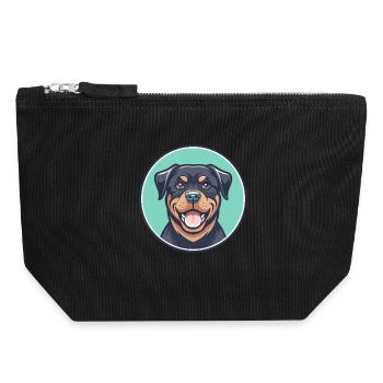 Rottweiler chien race dessin animé Kawaii Clipart Animal - Pochette zippée en toile 18 x 19 cm - noir - Devant