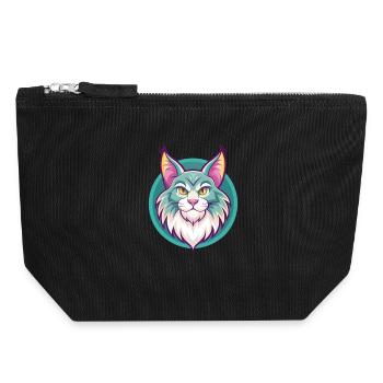 Maine Coon Cat Breed Cartoon Kawaii Animal Pet - Canvas Zip Pouch 18 x 19 cm - black - Front