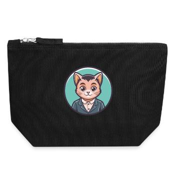 Bambino Chat Race Dessin Animé Kawaii Animal Pet - Pochette zippée en toile 18 x 19 cm - noir - Devant