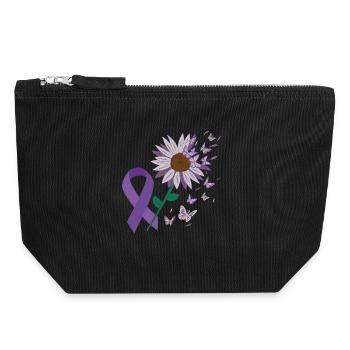 Epilepsy Purple Bow Flower Butterfly - Canvas Zip Pouch 18 x 19 cm - black - Front