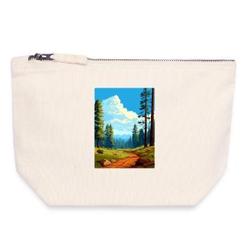 Affiche de voyage du parc national de Sequoia Kings Canyon - Pochette zippée en toile 18 x 19 cm - blanc naturel - Devant