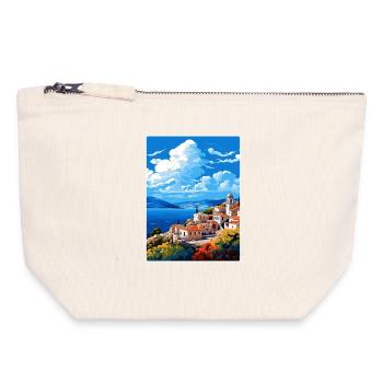 Hydra Greece Travel Poster Souvenir Postcard Paint - Canvas Zip Pouch 18 x 19 cm - nature - Front