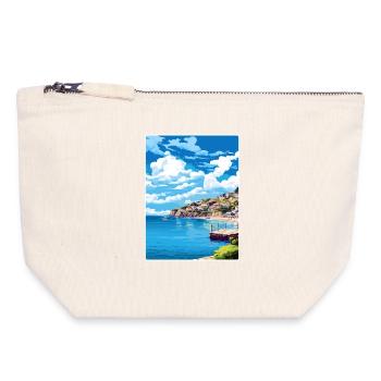 Looe Angleterre Affiche de voyage Souvenir Carte Postale Peinture - Pochette zippée en toile 18 x 19 cm - blanc naturel - Devant