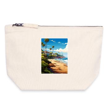 Malibu Kalifornien Reise Poster Souvenir Farbe WPA - Canvas Reißverschluss-Täschchen (18 x 19 cm) - Naturweiß - Vorne