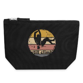 klettern retro bouldern symbol logo vintage icon - Canvas Reißverschluss-Täschchen (18 x 19 cm) - Schwarz - Vorne