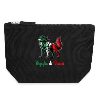 Der stolz von Verona Italien Flagge - Canvas Reißverschluss-Täschchen (18 x 19 cm) - Schwarz - Vorne