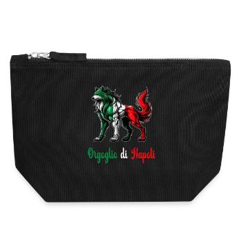 The pride of Naples Italy flag - Canvas Zip Pouch 18 x 19 cm - black - Front
