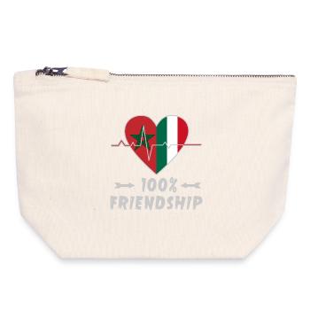 100 % amitié entre le Maroc et l'Italie - Pochette zippée en toile 18 x 19 cm - blanc naturel - Devant