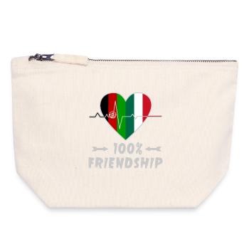 L'Afghanistan et l'Italie : amitié à 100 % - Pochette zippée en toile 18 x 19 cm - blanc naturel - Devant