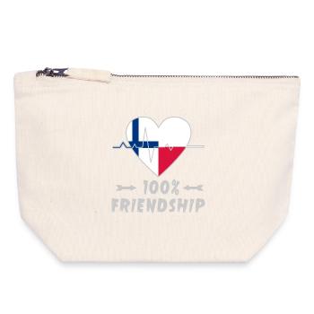 Finland and Poland 100% friendship - Canvas Zip Pouch 18 x 19 cm - nature - Front