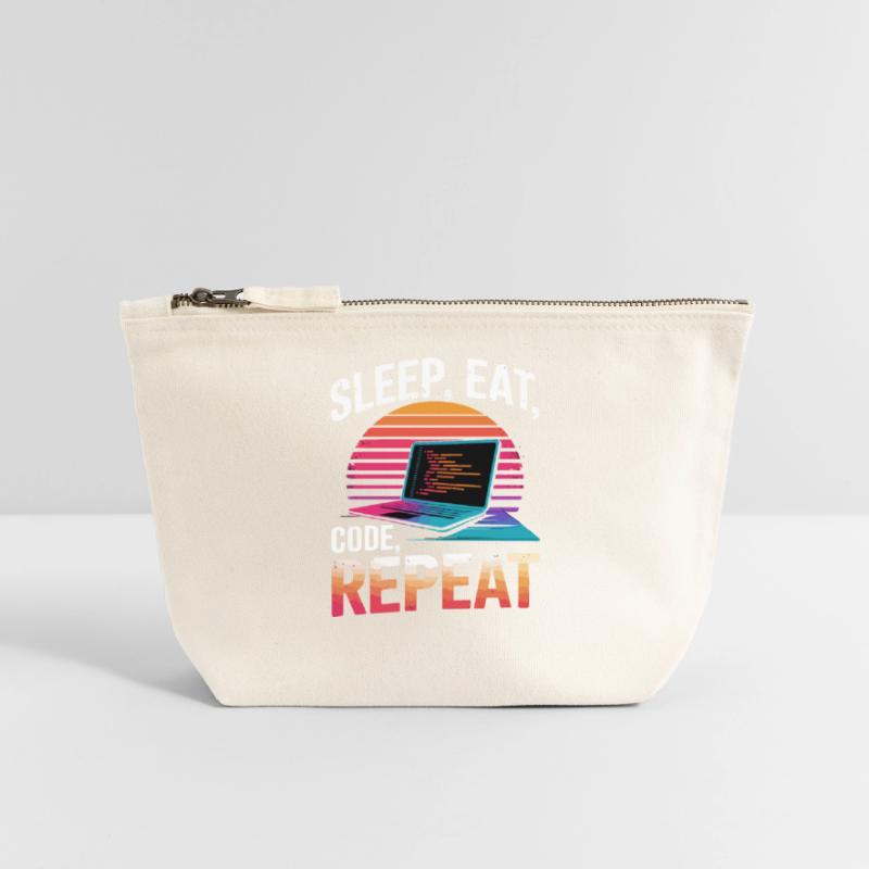 Sleep Eat Code Repeat Gift Programmeur Développeur Pochette zippée en toile 18 x 19 cm