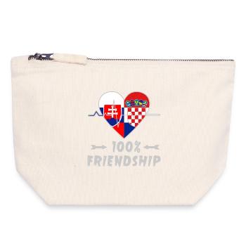Slovakia and Croatia 100% friendship - Canvas Zip Pouch 18 x 19 cm - nature - Front