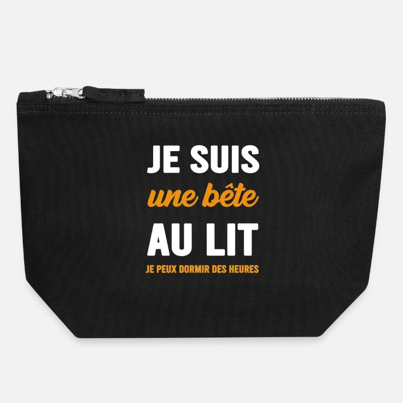 I'm a beast in bed, I can sleep for hours - Canvas Zip Pouch 18 x 19 cm - black