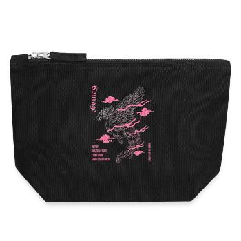 Courage – Phoenix Wiedergeburt Design - Canvas Reißverschluss-Täschchen (18 x 19 cm) - Schwarz - Vorne