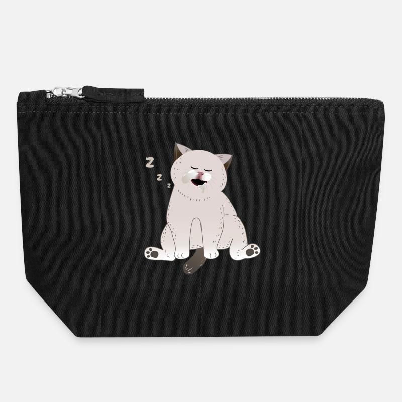 sleeping cat - Canvas Zip Pouch 18 x 19 cm - black