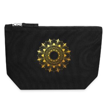 Goldenes Mandala - Canvas Reißverschluss-Täschchen (18 x 19 cm) - Schwarz - Vorne