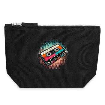 Compact Cassette Cassette Tape 90s Gift - Canvas Zip Pouch 18 x 19 cm - black - Front