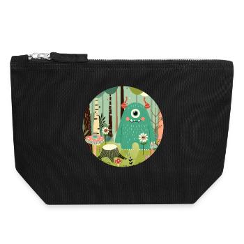 Niedliches Monster im zauberhaften Wald - Canvas Reißverschluss-Täschchen (18 x 19 cm) - Schwarz - Vorne