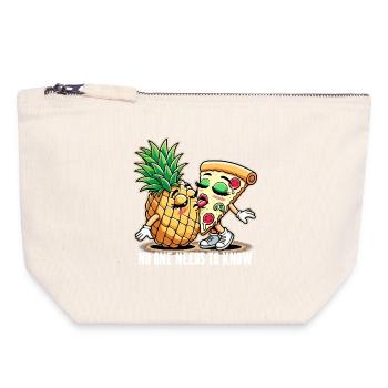 Pizza Hawaii French Kiss Love Drôle de cadeau - Pochette zippée en toile 18 x 19 cm - blanc naturel - Devant