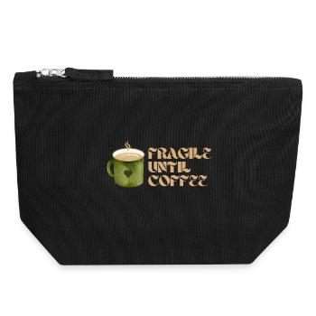 Fragile Until Coffee – Lustiges Kaffee-Design - Canvas Reißverschluss-Täschchen (18 x 19 cm) - Schwarz - Vorne