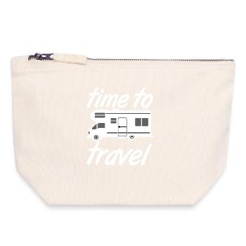 Motorhome,Camping,Fun Shirt,Time to travel (25) - Canvas Zip Pouch 18 x 19 cm - nature - Front