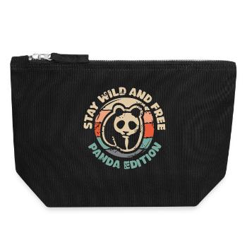 Restez sauvage et libre - Panda Edition Retro Design - Pochette zippée en toile 18 x 19 cm - noir - Devant