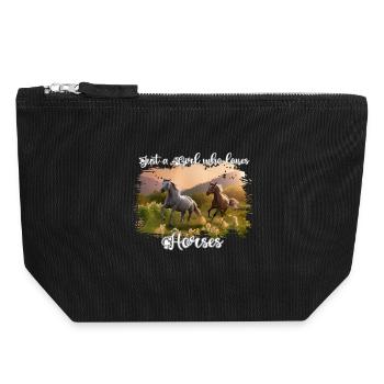 Liebende Pferdeliebe Illustration - Canvas Reißverschluss-Täschchen (18 x 19 cm) - Schwarz - Vorne