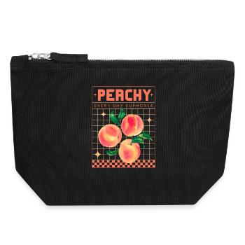 Peachy Euphoria – Retro Obst-Ästhetik - Canvas Reißverschluss-Täschchen (18 x 19 cm) - Schwarz - Vorne