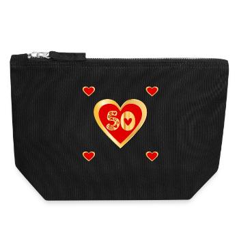 50th Birthday HEART CONGRATULATIONS - Canvas Zip Pouch 18 x 19 cm - black - Front