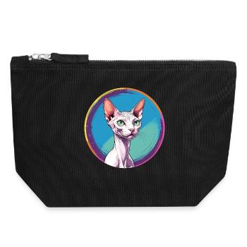 Sphynx Cat - Canvas Zip Pouch 18 x 19 cm - black - Front