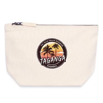 Taganga Palmen Strand Design - Canvas Reißverschluss-Täschchen (18 x 19 cm) - Naturweiß - Vorne