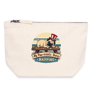 Pug Nap - Canvas Zip Pouch 18 x 19 cm - nature - Front