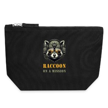 Raccoon on a mission - Canvas Zip Pouch 18 x 19 cm - black - Front