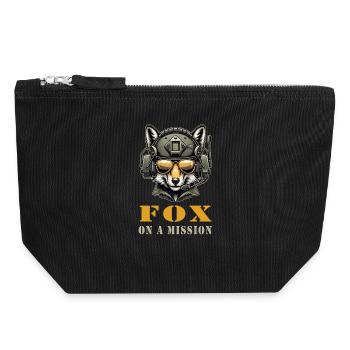 Fox in Mission / Military - Canvas Zip Pouch 18 x 19 cm - black - Front