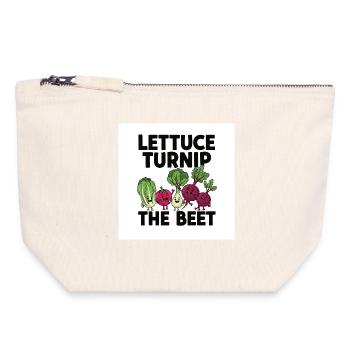 "Lettuce Turnip The Beet" Wortspiel Gemüse-Design - Canvas Reißverschluss-Täschchen (18 x 19 cm) - Naturweiß - Vorne