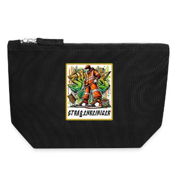 Nettoyeur de rues dans le style graffiti - Pochette zippée en toile 18 x 19 cm - noir - Devant