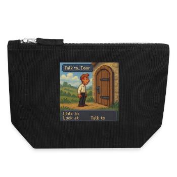 Talk to Door - Pixel Art Gaming - Canvas Zip Pouch 18 x 19 cm - black - Front