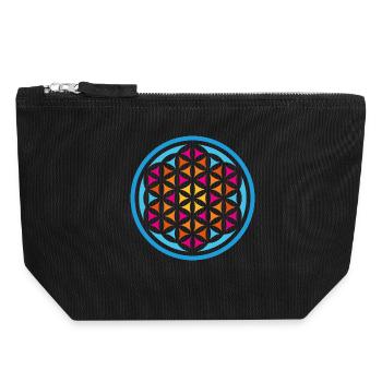 Lebensblume Mandala Yoga Indien Meditation Spirit - Canvas Reißverschluss-Täschchen (18 x 19 cm) - Schwarz - Vorne