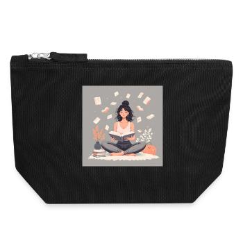 Bookaholic - Canvas Zip Pouch 18 x 19 cm - black - Front