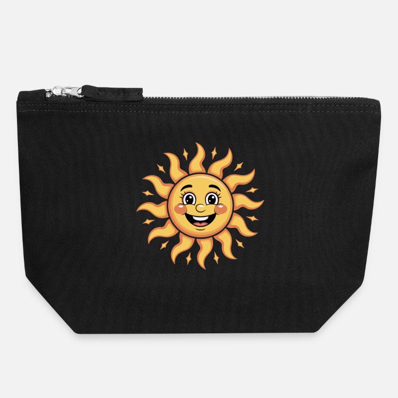 Illustration de ciel de soleil joyeux - Pochette zippée en toile 18 x 19 cm - noir